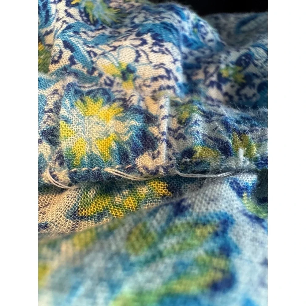 Poupette St Barth Mara Strapless Maxi Dress Blue Floral Print Small resort wear